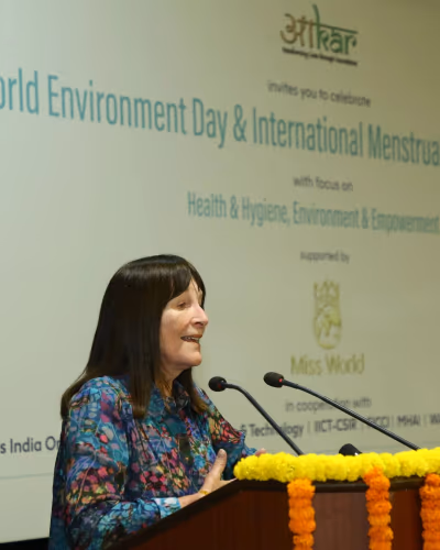 Portrait of Mrs. Julia Morley CBE supporting Aakar Social Ventures
